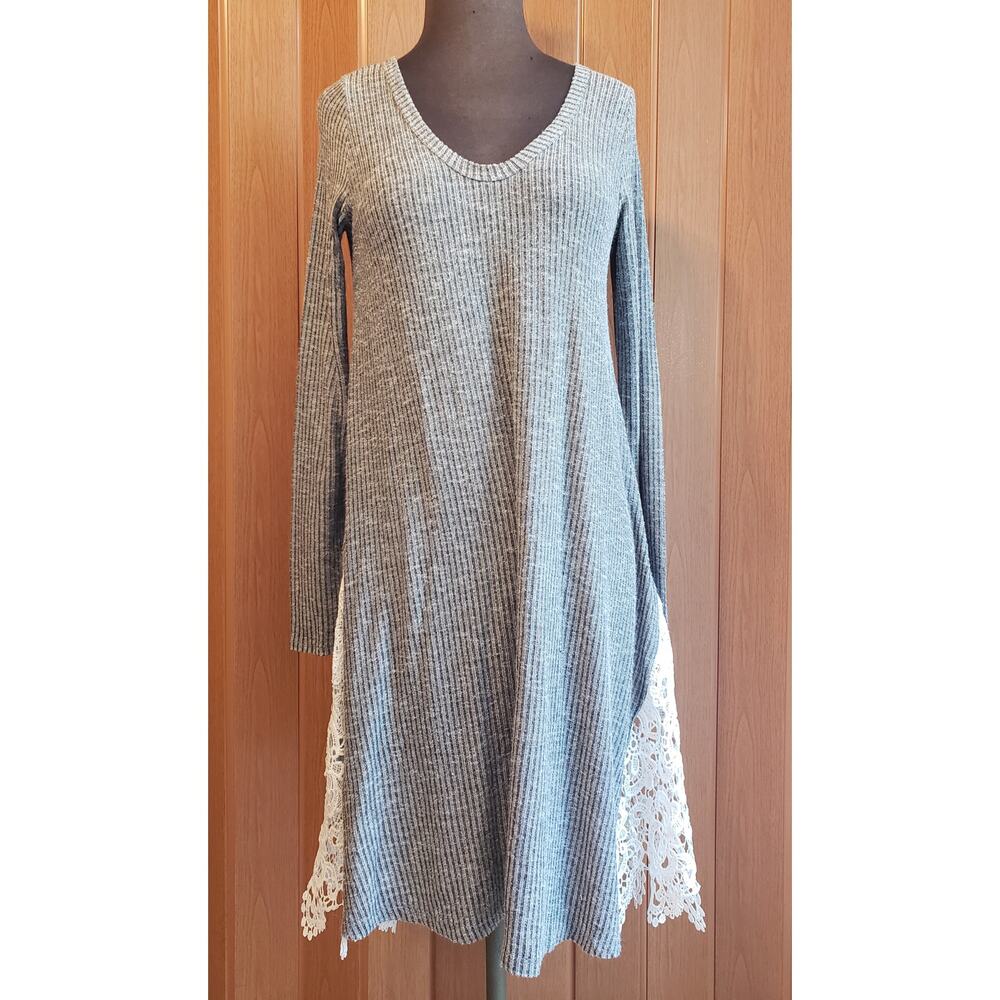 ODDY size large gray long sleeve dress